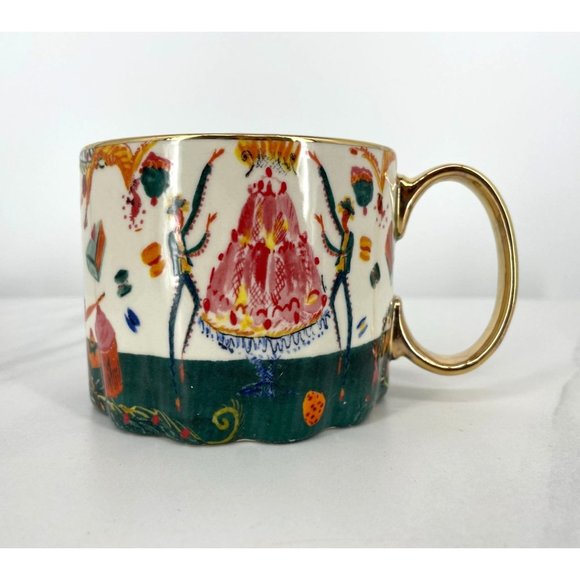 Anthropologie Pauline de Roussy de Sales Coffee Mug Dark Turquoise Christmas 202 - Picture 2 of 7